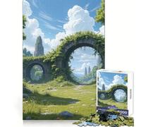 Rompecabezas de Arcos de Piedra Cubiertos de vegetación en un Paisaje Verde para Adolescentes 1000 Piezas Juguete de lógica Resistente Tranquilo Sereno con Bordes definidos Regalo Elegante (38x52cm)