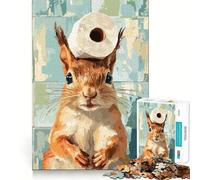 Rompecabezas de Ardilla con Sombrero de Papel higiénico, 1000 Piezas, para Adolescentes, Juguete Mental, Alivio de la ansiedad, Corte Premium, Regalo Elegante 38x52cm
