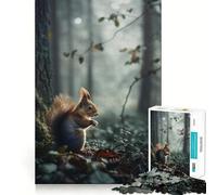 Rompecabezas de Ardilla en el Bosque brumoso para Adultos, 1000 Piezas, Juguete Inteligente, Juego Relajante, Arte de Corte preciso, Coleccionable 38x26cm
