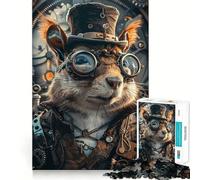 Rompecabezas de Ardilla Estilo Steampunk de 1000 Piezas Juego de concentración Mental Corte de precisión Bordes Lisos Actividad Absorbente para Noches tranquilas (50x75cm)