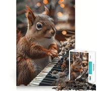 Rompecabezas de Ardilla Tocando el Piano para Adultos, 1000 Piezas, Juguete de lógica Pura, antiestrés, Corte preciso, artículo de Santa Claus 50x75cm