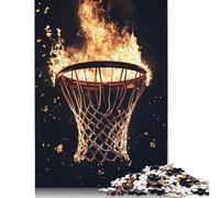 Rompecabezas de aro de Baloncesto en Llamas: desafiante y Estimulante Rompecabezas de cartón Premium para Adultos y Adolescentes 1000 Piezas (75 x 50 cm).