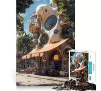 Rompecabezas de Arquitectura de cafetería caprichosa de 1000 Piezas Juego cognitivo Divertido Troquelado de Alta precisión aliviar el estrés (50x75cm)