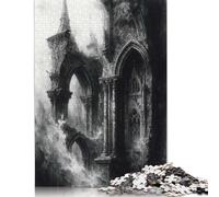 Rompecabezas de Arquitectura gótica en ruinas monocromática para Adultos (1000 Piezas, 75 x 50 cm)