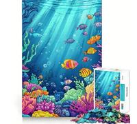Rompecabezas de Arrecife de Coral Submarino de 1000 Piezas Juego de concentración Mental Corte de precisión Bordes Lisos Actividad Absorbente para Noches tranquilas (38x26cm)