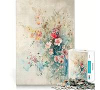 Rompecabezas de arreglos Florales en Acuarela para Adolescentes 1000 Piezas Mejora la Capacidad Mental Juego tamaño Uniforme Piezas precisas Actividad Nocturna Divertida en Familia (38x52cm)