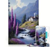 Rompecabezas de Arroyo de Lavanda de montaña para Adultos, 1000 Piezas, Juguete de lógica, diversión Relajante, Bordes Suaves, (38x52cm)