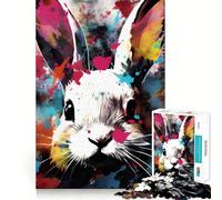 Rompecabezas de Arte Abstracto con diseño de Conejo, 1000 Piezas, para Adultos, Think Smart Toy Family Joy, Pieza de Arte de Corte preciso (38x26cm)