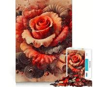 Rompecabezas de Arte Abstracto con Fondo de Rosas Rojas para Adolescentes, 1000 Piezas, Juguete para ejercitar la Mente, Arte Relajante, (50x75cm)