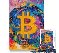 Rompecabezas de Arte Abstracto de Bitcoin para Adultos, 1000 Piezas, para Practicar el razonamiento, fácil de Usar, Bordes de Primera Calidad, Regalo Encantador (50x75cm)