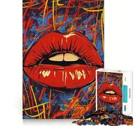 Rompecabezas de Arte Abstracto de Labios Rojos con Grafiti, 1000 Piezas, para Adultos Juguete Que desafía la Mente Ideal para el Ocio Corte preciso Regalo Memorable (38x52cm)