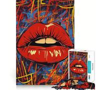 Rompecabezas de Arte Abstracto de Labios Rojos con Grafiti para Adolescentes, 1000 Piezas, para Recordar, estimular, Relajarse, Cortar Suavemente, Regalo Elegante (50x75cm)