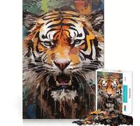 Rompecabezas de Arte Abstracto de Tigre de 1000 Piezas para Adolescentes, Juguete para ejercitar la Mente, Tiempo de convivencia, Pieza de colección de Arte de Corte preciso 38x26cm