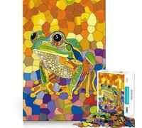 Rompecabezas de Arte Colorido de Ranas Originales para Adultos, 1000 Piezas, Juguete de lógica Fina, Casual y Relajante, Pieza de Arte de Bordes limpios (38x26cm)