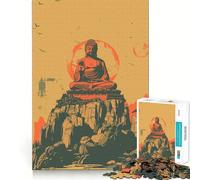 Rompecabezas de Arte con póster de Buda Vintage,1000 Piezas,Juego Divertido sin Rebabas,Piezas de Corte Limpio,portátil,Ideal para Viajes (50x75cm)
