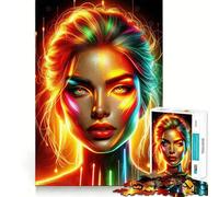 Rompecabezas de Arte con Retratos de neón para Adolescentes, 1000 Piezas, Juguete de lógica, diversión Familiar, Corte de precisión, (38x52cm)