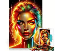 Rompecabezas de Arte con Retratos Que Brillan en neón para Adolescentes, 1000 Piezas, Juguete para ejercitar la Mente, Actividad artística para el hogar, (50x75cm)