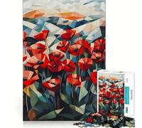 Rompecabezas de Arte cubista Amapola en un Campo de 1000 Piezas para Adultos Juguete Inteligente para Jugar Juntos Diversión con Corte preciso Exhibición artística (38x52cm)