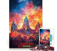 Rompecabezas de Arte de Angkor Wat para Adolescentes,1000 Piezas,Juego para estimular la Mente,Montaje Firme y Seguro,Actividad para Fortalecer los Lazos Familiares (50x75cm)