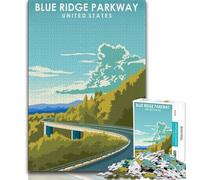 Rompecabezas de Arte de Blue Ridge Parkway para Adolescentes, 1000 Piezas, Juguete Educativo Intelectual descompresor, Gran Regalo y Juguetes, 38x26cm