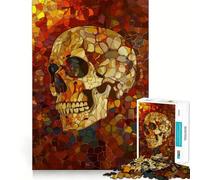 Rompecabezas de Arte de Calaveras de vitral Originales para Adultos, 1000 Piezas, Recall Upgrade Peaceful Time Tight Cut Santa Wish List (50x75cm)