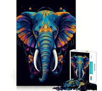 Rompecabezas de Arte de Elefante Vibrante para Adultos,1000 Piezas,Juego Think Boost,Estructura de Encaje precisa,fácil de Aprender,diversión para Toda la Familia (38x26cm)
