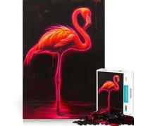 Rompecabezas de Arte de Flamenco neón de 1000 Piezas para Adultos Juguete de lógica Fuerte, antiestrés, Bordes Transparentes, Regalo Original (38x52cm)