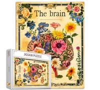 Rompecabezas de arte de flores de cerebro, rompecabezas vintage de órgano humano/anatomía de 1000 piezas, rompecabezas florales para adultos, decoración del hogar, rompecabezas familiar, perfecto para