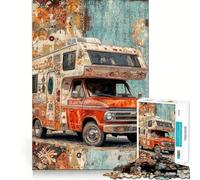 Rompecabezas de Arte de Furgoneta Camper Vintage para Adultos,1000 Piezas,Juego Think Boost,Estructura de Encaje precisa,fácil de Aprender,diversión para Toda la Familia (38x52cm)