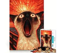 Rompecabezas de Arte de Gato siamés Gritando, 1000 Piezas para Adultos, Juguete Inteligente, pasatiempo para el hogar, Arte de Bordes Lisos, Coleccionable (38x26cm)