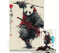 Rompecabezas de Arte de Guerrero samurái Panda para Adultos, 1000 Piezas, Juguete de razonamiento y Habilidad, Alivio de la ansiedad, Corte preciso, Regalo Elegante (38x52cm)