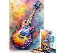 Rompecabezas de Arte de Guitarra eléctrica en Acuarela de 1000 Piezas Juego cognitivo Divertido Troquelado de Alta precisión aliviar el estrés (38x26cm)