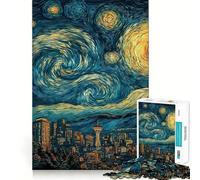 Rompecabezas de Arte de la Noche Estrellada del Horizonte de Seattle, 1000 Piezas para Adolescentes, Juguete de lógica Mental, Escape Tranquilo, Arte de Bordes Finos, Coleccionable (38x26cm)