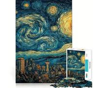 Rompecabezas de Arte de la Noche Estrellada del Horizonte de Seattle, 1000 Piezas para Adolescentes, Juguete de Tren lógico, luz Relajante, Corte Suave, decoración de Pared (50x75cm)