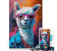 Rompecabezas de Arte de Llama Alpaca de 1000 Piezas,Divertido Juego Mental,diseño de Ajuste Huecos,Regalo Ideal para reuniones Familiares (38x52cm)