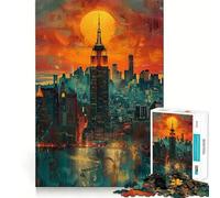 Rompecabezas de Arte de Manhattan, Nueva York, 1000 Piezas para Adultos Mejora la Memoria Momento de Paz Bordes Finos Regalo Ideal para Pedir un Deseo a Papá Noel (38x26cm)