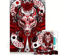 Rompecabezas de Arte de máscaras Kitsune Rojas y Blancas para Adultos, 1000 Piezas, fortalecen la Memoria, alivian la ansiedad, Bordes Suaves, cálida Sorpresa (50x75cm)