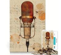 Rompecabezas de Arte de micrófono Vintage 1000 Recall Fun Play Tecnología Avanzada de Corte láser Juguete de Entretenimiento para Interiores en Vacaciones (50x75cm)