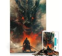 Rompecabezas de Arte de Monstruo dragón samurái de 1000 Piezas para Adolescentes Juguete para desarrollar la lógica y el Sentido del Humor Pasatiempo Relajante Bordes Suaves Regalo Premium (38x26cm)