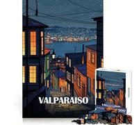Rompecabezas de Arte de Paisaje Urbano Nocturno de Valparaíso, Chile, 1000 Piezas para Adolescentes Un desafío Mental Diversión Tranquila Ajuste Sorpresa de cumpleaños (50x75cm)