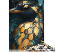 Rompecabezas de Arte de pingüino Dorado, Rompecabezas Rectangular de Papel Entrelazado preciso para Adultos y niños, 1000 Piezas (26 x 38 cm)