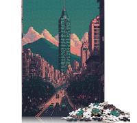 Rompecabezas de Arte de píxeles de Taipei, difícil, 100% de cartón Reciclado, Ideal para Mujeres y Hombres, Regalo para el Día del Padre, 1000 Piezas (75 x 50 cm)
