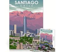 Rompecabezas de Arte de Santiago de Chile,1000 Piezas,para Adolescentes,para desarrollar la Mente,la Habilidad,el Ocio,la escapada,Ajuste Perfecto, (38x26cm)