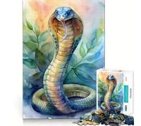 Rompecabezas de Arte de Serpiente Cobra en Acuarela 1000 Piezas Juego de concentración Mental diseño Ajustado sin Huecos desafío Cerebral Interactivo para el hogar (38x52cm)