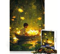 Rompecabezas de Arte de un niño remando en un Bote para Adultos,1000 Piezas,Enfoque Mejorado,luz,Disfrute,Corte Suave, (50x75cm)