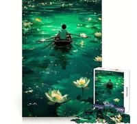 Rompecabezas de Arte de un niño remando en un Bote para Adultos,1000 Piezas,Enfoque Mejorado,luz,Disfrute,Corte Suave, (50x75cm)