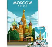 Rompecabezas de Arte de Viaje de Moscú, Rusia, para Adolescentes, Ayuda a ejercitar el Cerebro, Juguetes adictivos para Cultivar la Paciencia, una Obra de Arte de 38x26cm