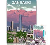 Rompecabezas de Arte de Viaje de Santiago de Chile para Adolescentes Rompecabezas de 1000 Piezas Juegos Divertidos Cada Pieza es única Juego Familiar desafiante y Divertido 75x50cm