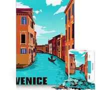 Rompecabezas de Arte de Viaje de Venecia,Italia,1000 Piezas,Juego de Memoria Mental,Corte de Alta precisión,Manualidades,desafío Cerebral Interactivo para el hogar (38x26cm)