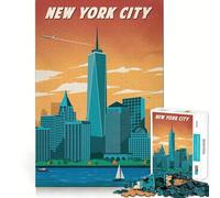 Rompecabezas de Arte de Viajes a la Ciudad de Nueva York de 1000 Piezas para Adultos Que mejoran la Memoria, Momentos de Paz, Bordes Finos, Regalo de Papá Noel (50x75cm)
